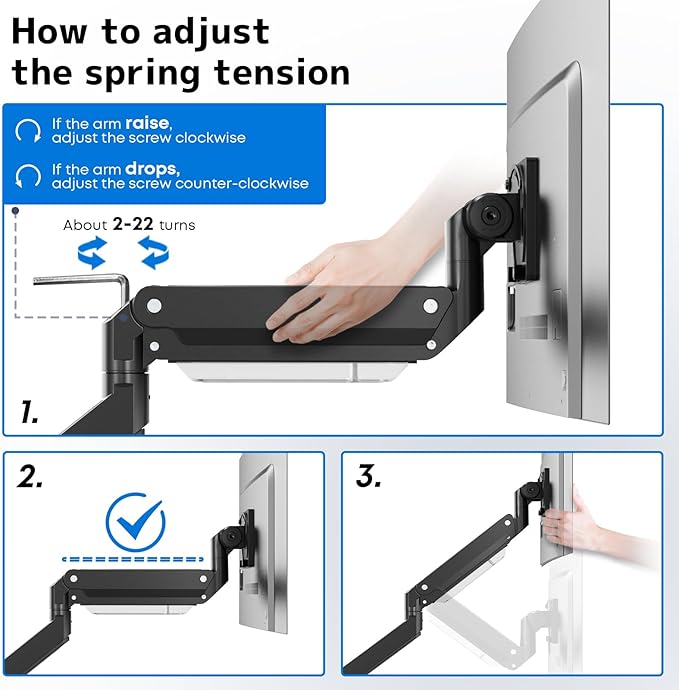 17-57 Inch Ultrawide Monitor Arm for Heavy Duty Monitor up to 59.4 lbs, Adjustable Single Arm Desk Stand, Steel Reinforcement Plate Included, VESA 75x75 to 200x200, PUTORSEN