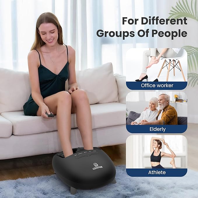 COMFIER Shiatsu Heated Foot Massager with Heat for Plantar Fasciitis Neuropathy, Deep Kneading Vibration Feet Massager for Mon Dad Men Women-Home Office Use