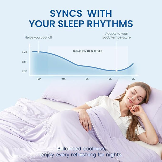 Cozy Bliss Cooling Comforter Queen Size Dual-Sided, Ultra-Soft Cooling Blankets for Hot Sleepers and Night Sweats, Breathable Lightweight Silky Smooth, Lavender Purple