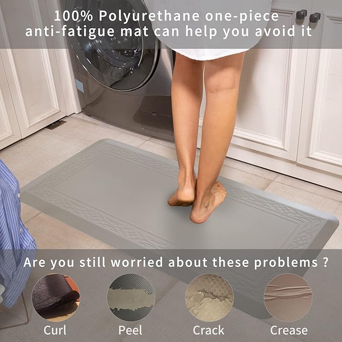 20 x 42 Inch Extra Support Anti Fatigue Comfort Kitchen Mat, Waterproof Long Kitchen Runner, Non-Slip Standing Desk Mat, Commercial Pads for Offices, Home, Garages (Bordeaux Cabblestone, 20'' x 42'')