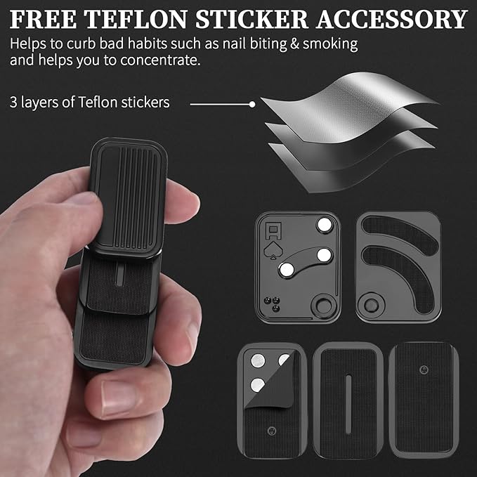 Metal Fidget Slider Gift Pack, EDC Fidget Toy for Adults, Home Office Executive Desk Toy Stress Relief Toy, Ideal Gifts for ADHD, ADD & Autism (Black)