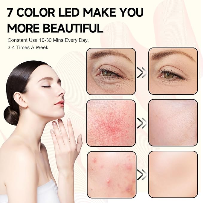 Shyineyou Red Light Therapy for Body, 7 Colors LED Red Light Therapy Lamp with Base Timer, Deep 7 Color Therapy Device for Face, Leg, Knee, Back(7 Color)