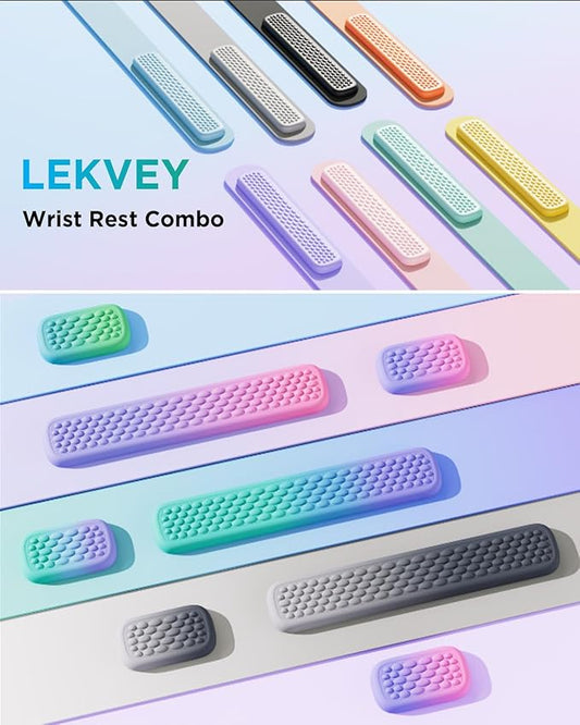 Lekvey Ergonomic Keyboard Wrist Rest - Memory Foam with Massage Points & Waterproof PU Leather Wrist Pad, Carpal Tunnel Support for Office Computer/Gaming, Typing Pain Relief, Easy-Clean(Black)