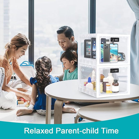 Lalifebuss Combination Lock Boxes for Personal Items, Lockable Storage Box for Office Locker/School/Medicine/Snacks/Phone Jail/Electronic/Home (2 Pack/Black)