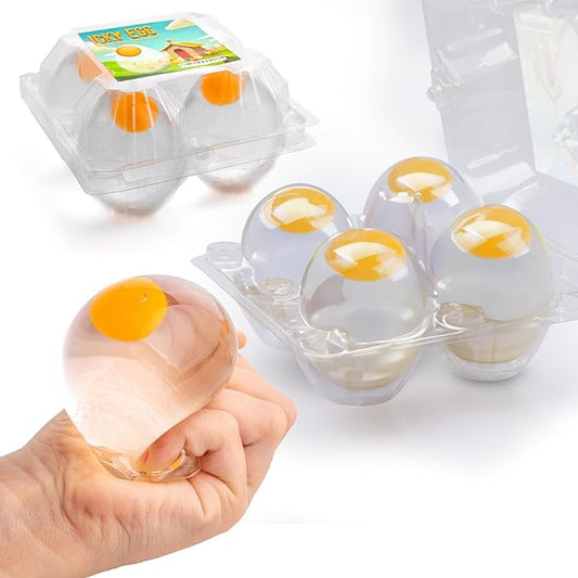 Funky Egg Splat Ball Squishy Toys | 4 Pack | Stress Relief Eggs Yolk Balls Squishies Fun Toy for Children | Anxiety Reducer Sensory Play | Tension Relief for Adults Autism & ADHD by Namre