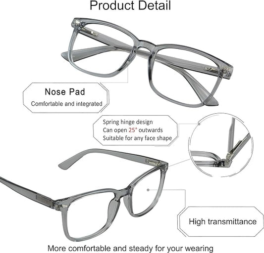 YEIN Bifocal Reading Glasses with Blue Light Blocking Lenses, Bifocal Reader for Women and Men, Vintage Square frame with Spring Hinge (+1.00/+4.00 magnification)