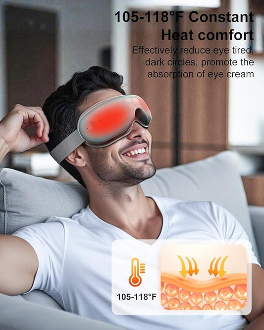 cotsoco Eye Massager with Heat, Birthday Gifts for Women, Heated Eye Mask with Bluetooth Music, Relax & Reduce Strain Dark Circles and Improve Sleep, Gift for Mom Dad Women Men (Blue)