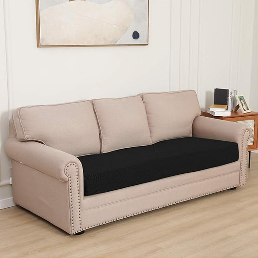 Easy-Going Stretch Cushion Cover Sofa Cushion Furniture Protector Sofa Seat Sofa slipcover Sofa Cover Soft Flexibility with Elastic Bottom(Oversized Sofa Cushion, Black)