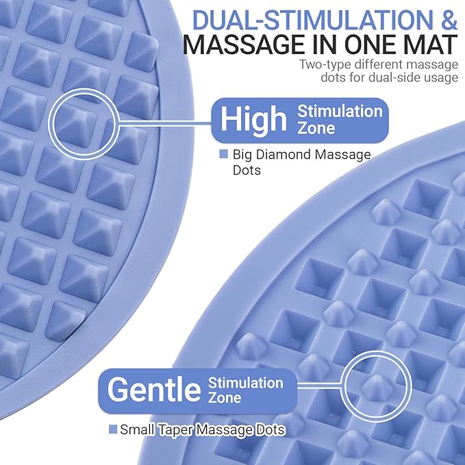 Upgrade Silicone Foot Massage Mat with Dual-Side Usage, Large Reflexology Mat for Feet Relaxation, Foldable Foot Acupressure Mat, Portable Standing Desk Mat for Pain, Fatigue Relief(Blue-L)