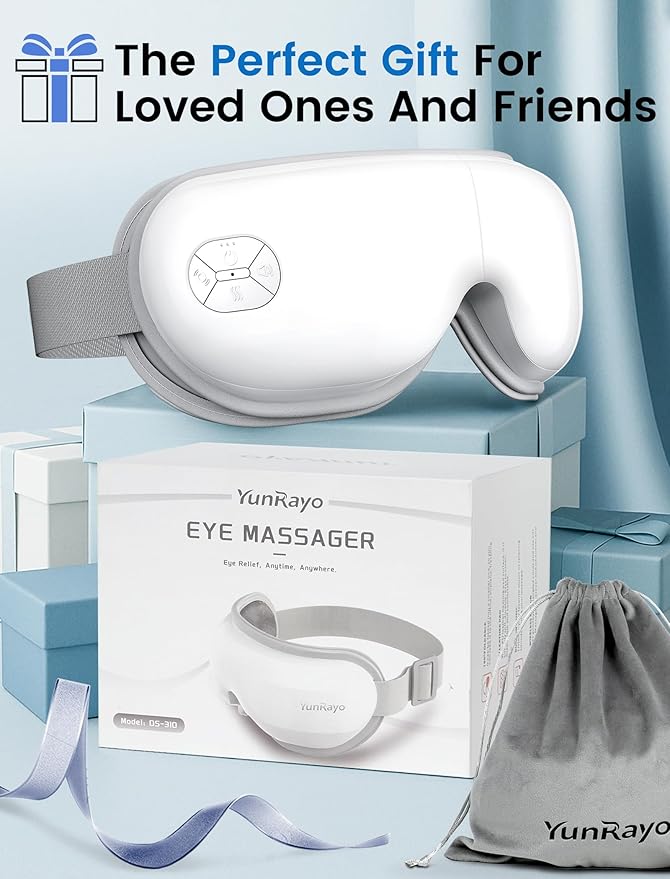 Eye Massager with Bluetooth Music, Heat Therapy, Air Pressure & Vibration – Rechargeable for Eye Fatigue, Dry Eyes, Headache Relief, Gifts for Women/Men,Home/Office Use
