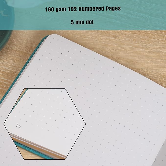 TIEFOSSI Bullet Dot Journal, Vintage Journal Notebook for Women Men, 160 GSM 192 Premium Pages, A5 Hardcover Journaling Notebooks Gift, for Travel Office Daily Writing