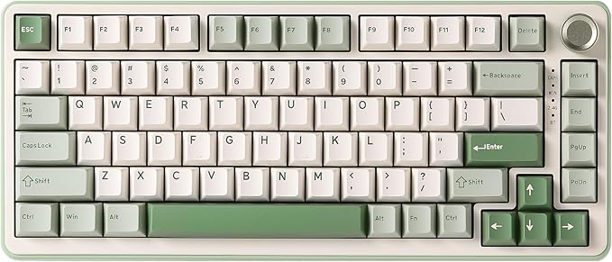 YUNZII B75 PRO Wireless Mechanical Keyboard,75% Layout with Knob,Hot Swap Gasket Structure,Creamy Pre-lubed Switches,RGB Backlit,Bluetooth/Type-C/2.4G for Win/Mac (Matcha Green, Milk Switch)