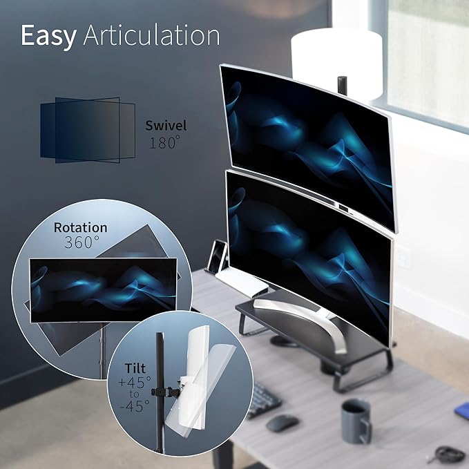 VIVO Extra Tall Single LCD Computer Monitor Free-Standing Adjustable Desk Stand for 1 Screen up to 27 inch, STAND-V011H