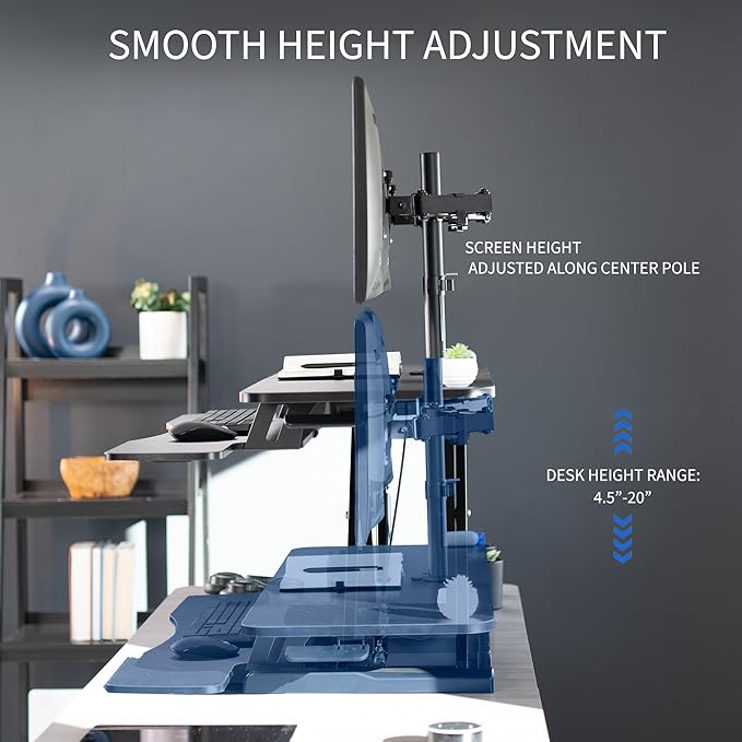 VIVO Height Adjustable 42 inch Standing Desk Converter with Dual 13 to 30 inch Monitor Stand, Sit Stand Monitor Mount and Desk Riser, Black, DESK-V042KB-M2