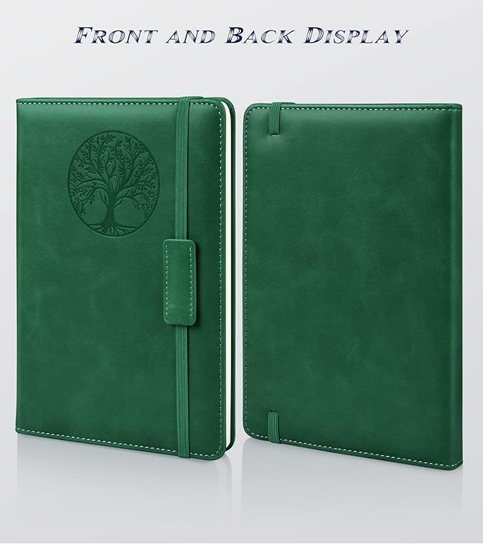 Lined Journal Notebook for Women Men,256 Pages A5 Hardcover Leather Journals for Writing,Travel,Business,Work & School,College Ruled Notebooks for Note Taking,Diary Notepad 5.7"×8.3"(green)