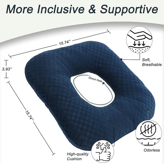 Anti-Slip Wheelchair Cushions, Bed Sore Cushions for Butt, Ergonomic Innovations Orthopedic Donut Pillow, Medical Seat Cushion for Sciatica, Back, Coccyx, Pressure Sore (Blue)