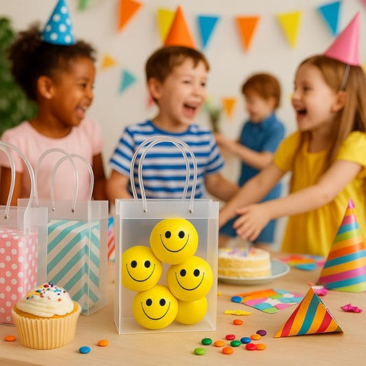 LovesTown Face Stress Balls, 2inch Funny Squeeze Balls 12PCS Yellow Smile Balls Mini Stress Relief Balls for Kids Adults School Carnival Reward Party Bag Gift