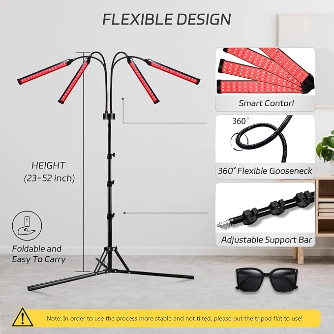 Red Light Therapy for Body with Tripod, 180LEDs Upgrated 3-in-1 Chip Infrared Light Therapy Device, 660nm & 850nm Deep Red Light Lamp for Face, Neck, Back