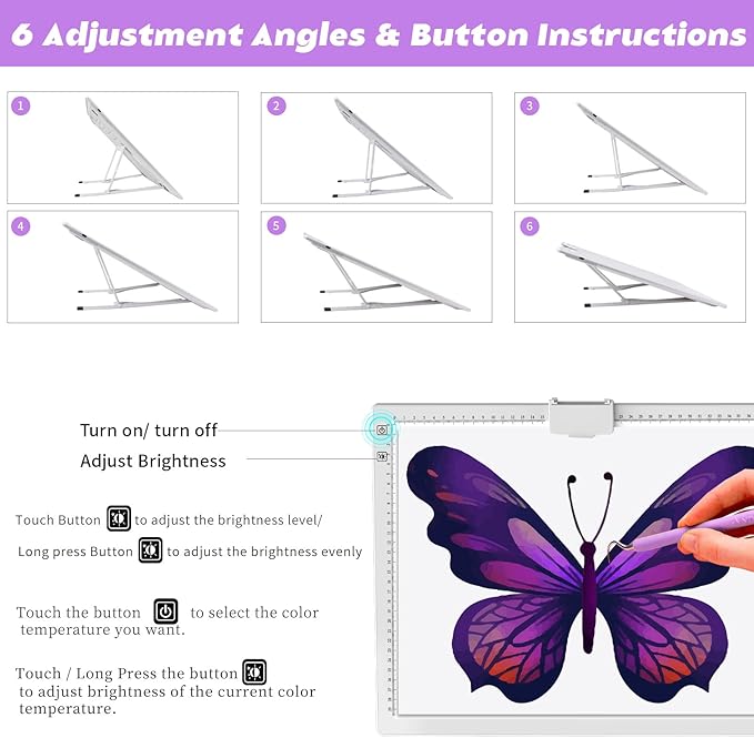 Wireless Rechargeable A3 Light Pad with Carry Bag,Diamond Art Light Board 2500mAh Battery,3 Color Temperatures and Stepless Dimming,Light Box for Tracing,Diamond Painting,Weeding Vinyl