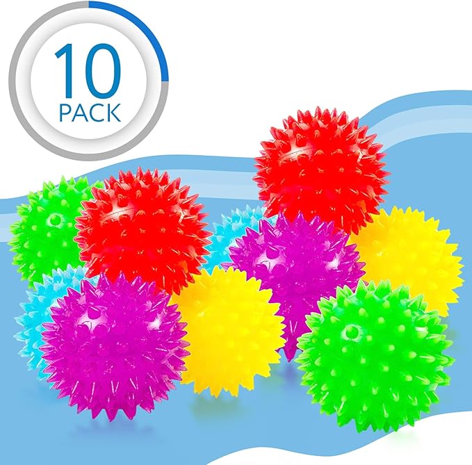 IMPRESA Spiky Fidget Balls - 10-Pack, Multicolor - Stress Ball & Squeeze Toy for Kids & Adults