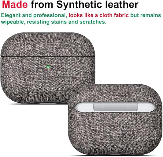 LOPIE Case for AirPods Pro 2nd Generation - Handmade AirPods Pro 2 Case Cover with Lanyard - Made of Vegan Leather - Canvas Style - Protective Hard Shell Cover - Wireless Charging Compatible - Gray