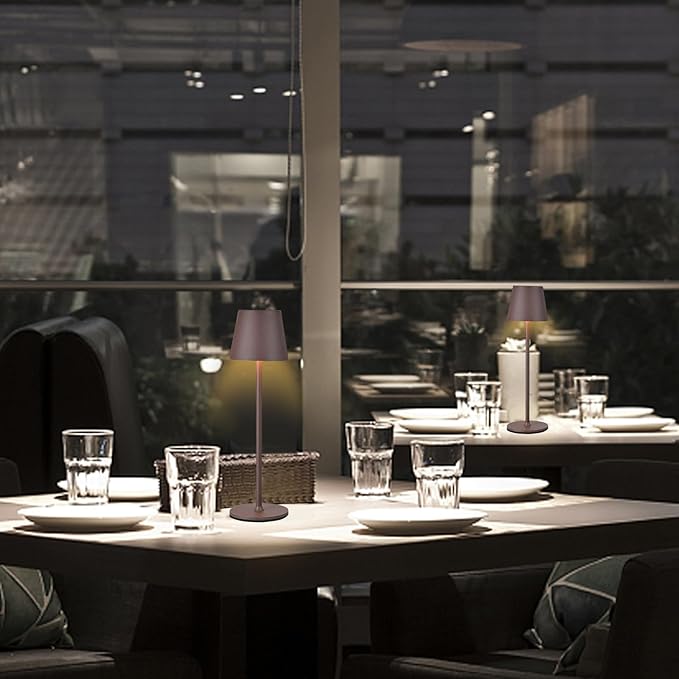 2 Pack Cordless Table Lamp, 5000mAh Portable Rechargeable LED Desk Lamp, 3 Color Modes Stepless Dimming Table Light with Memory Function, for Dinner, Patio, Home, Restaurant.