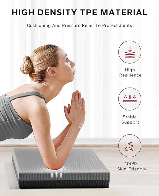 HAPBEAR Exercise Balance Pad - 15"x12" Non-Slip Textured Bottom Stability Training Mat - 2.25" Thick Soft Cushioned Foam for Physical Therapy, Core Training & Home Workouts