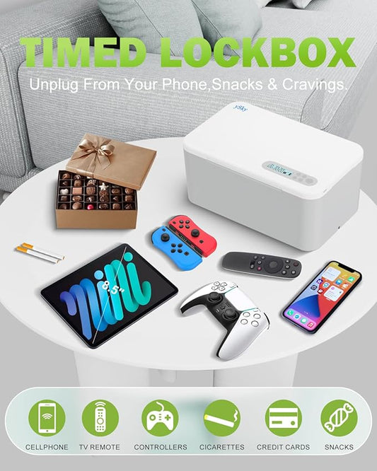 ySky Phone Lock Box with Timer,Safe Timed Lock Box Unplug from Phones,Video Games,Social Media,Snacks&Cravings,Self-Control Lock Storage Box for Medicine, Phone Locker Time Locking Box for Kids