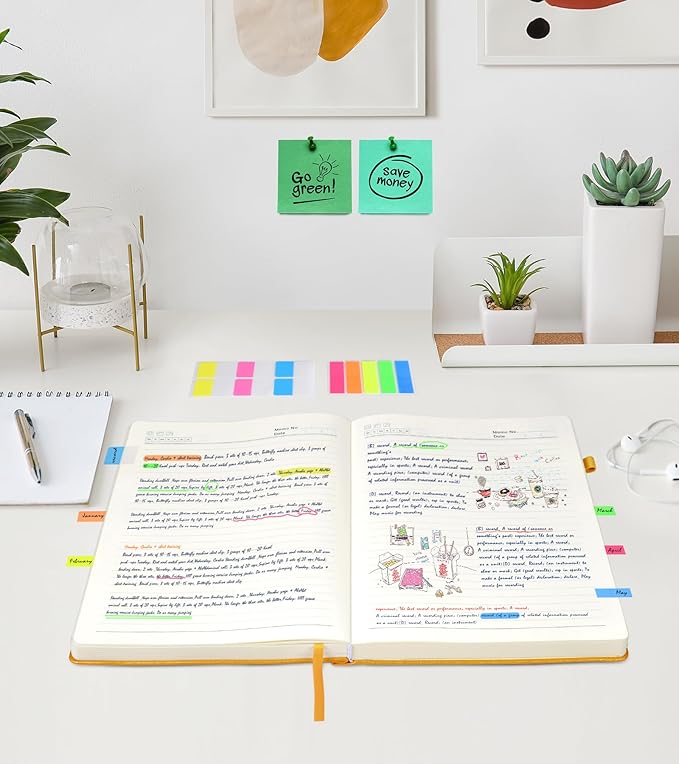 Lined Journal Notebook, 365 Pages B5 Journals for Writing College Ruled Notebook, Hardcover Leather Journal for Women Men, Daily Notebook for Work, Note Taking,100Gsm Thick Paper(7.6'' X 10'' Yellow)