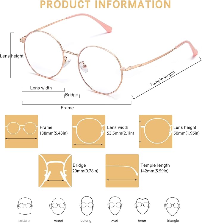 DUCO Small Round Blue Light Glasses For Women Men Blue Ray Blocking Glasses 8215