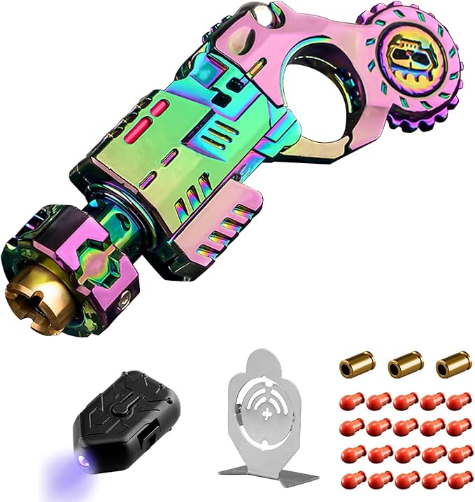 SKEDC Fidget Toys Adults, Alloy Fidget Slider Fidget Clicker Fidget Spinner, EDC Laucher Toy ADHD Tools Executive Desk Toy for Keep Focus & Relief Stress, Cool Gadgets for Men (2nd Gen Colorful)