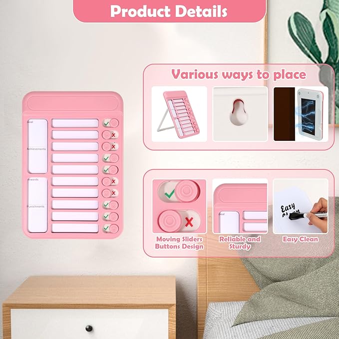 2Pcs Chore Chart for Kids to Do List Checklist Board Detachable Message Slider Schedule Planning Boards with 30Pcs Blank Checklist 4Pcs Cardstock for Habit Tracker or Daily and Weekly Planner