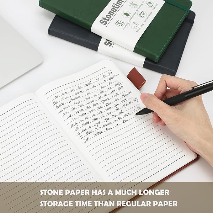 Stone Paper Notebook for Women Men, Waterproof Notebook Hardcover Executive Journal, Ruled Notebooks for Writing, Business, Work & School, 160 Pages Notebook with Gift Box (B5 Pink)