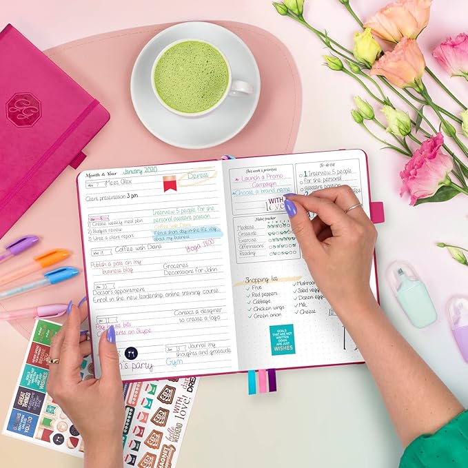 GoGirl Planner and Organizer for Women – Compact Size Weekly Planner, Goals Journal & Agenda to Improve Time Management, Productivity & Live Happier. Undated – Start Anytime, Lasts 1 Year – Hot Pink