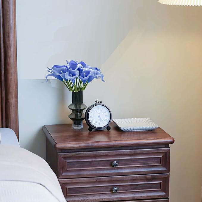 Mandy's PU Light Blue Calla Lily Artificial Flowers 20 Stems 13.5in Faux Realistic Centerpiece DIY Bridal Bouquet Home Décor