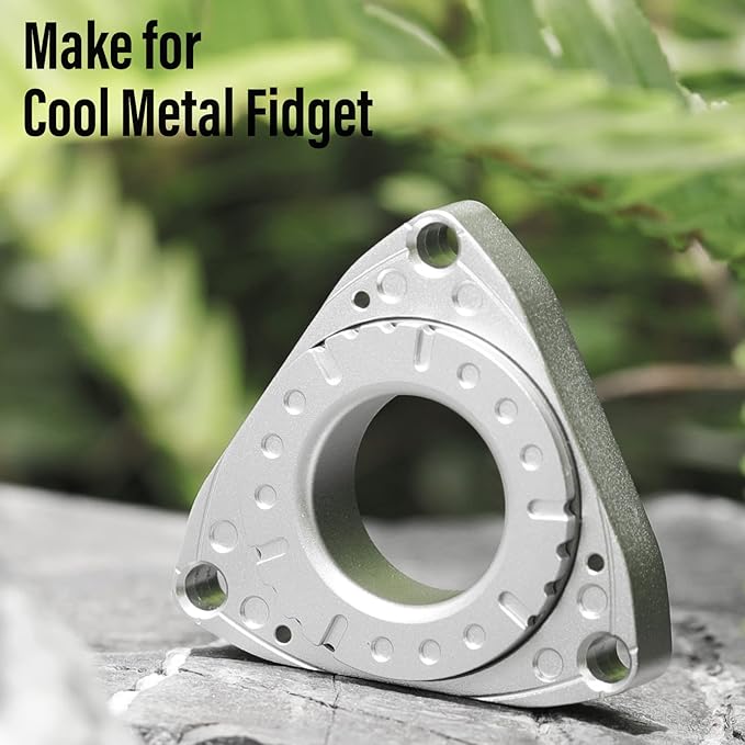 FREELOVE Keychain Ring Fidget Spinner for Adults, Men Finger Haptic Roller, Small Metal Clicker Toys, Ball Bearing, Black Fingears Spinning EDC for Anxiety Stress, Silver