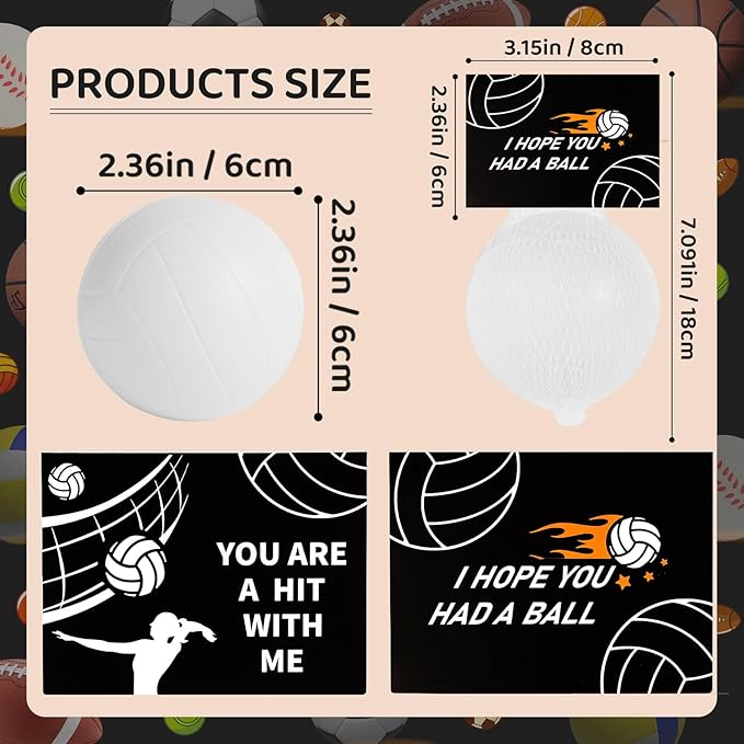 LiYiQ 24Pcs Volleyball Party Favors 2.36 Inch Volleyball Stress Balls for Kids Volleyball Birthday Favors Foam Volleyball Birthday Decorations Volleyball Goodie Bag Stuffers