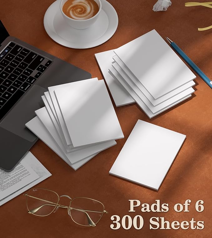 Note Pads 4x6 - Small Memo Pads - 12 Pack Server Note Pads - 50 Sheets Each Pads - Blank Notepad Scratch Paper Pads 4x6'' for Writing Notes/Grocery List, Office & School Supplies Pocket Notepads