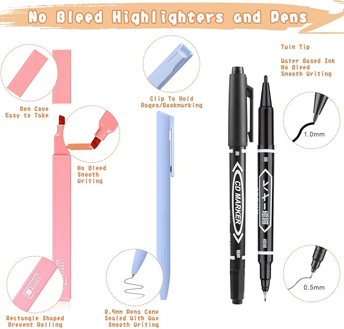 Bible Journaling Kit, Include 6 Bible Highlighters and 6 Pens No Bleed, 90 Laminated Bible Tabs, Magnetic Bookmarks, Sticky Notes, Study Supplies Essentials Set for Women & Men