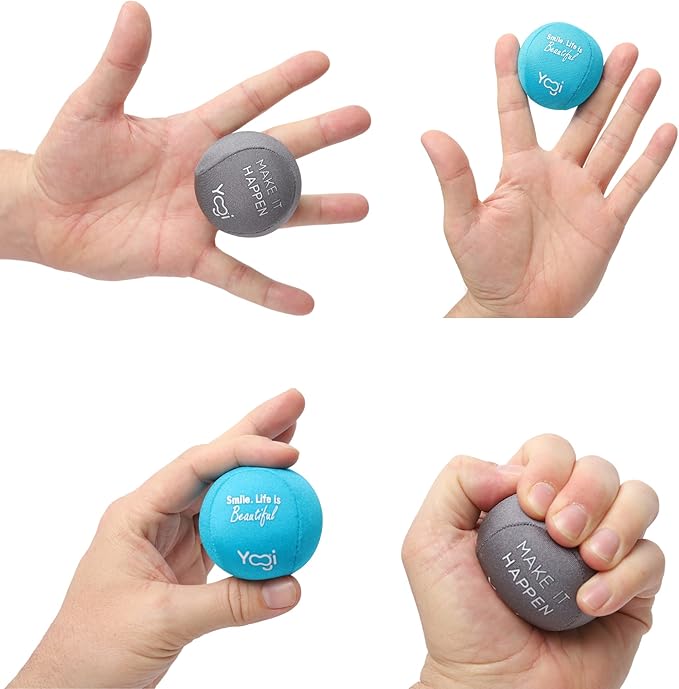 Yogi Stress Ball with Finger Grip Strap ā Squeeze Ball for Anxiety Relief & Hand Therapy ā Grip Strength Trainer for Adults & Kids, Fidget Toy for Stress Relief, Squishy Sensory Ball