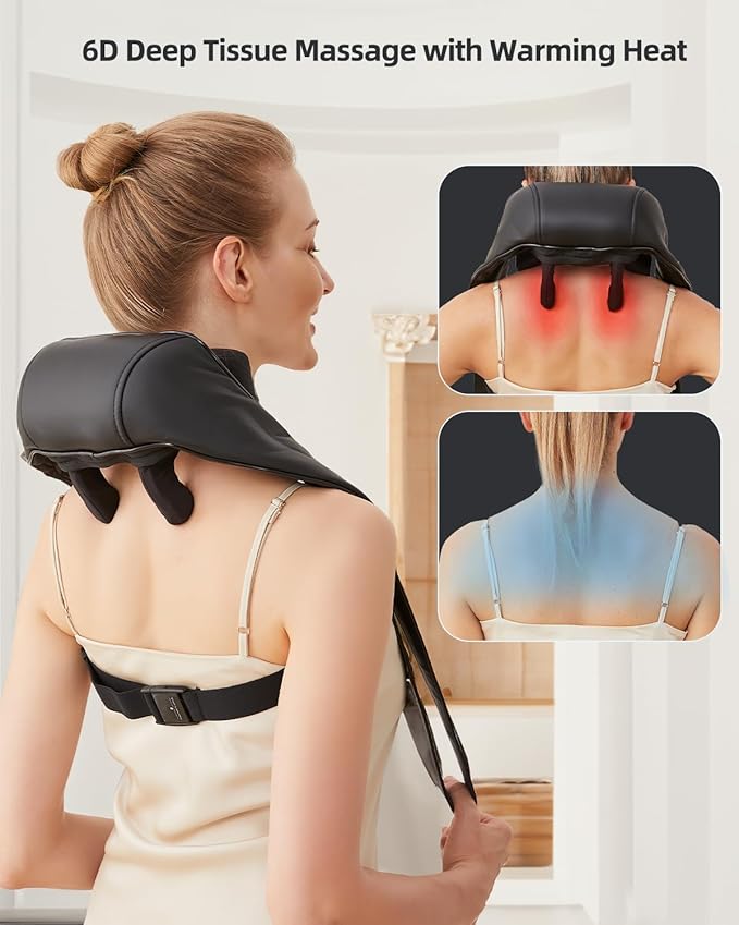 Cordless Neck and Shoulder Massager with Soothing Heat, Upgarded 6D Deep Tissue Kneading, Shiatsu Massager for Neck,Shoulder,Back, Gifts for Men Women Mom Dad