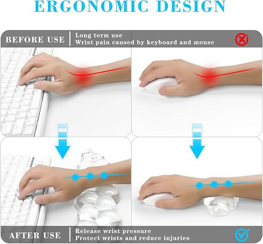 Gel Cloud Keyboard and Mouse Wrist Rest, Cute Wrist Support and Arm Support Keyboard Rest for Keyboard and Mouse Typing Pain Relief,Suitable for Office/Computer/Laptop/Gaming(White)