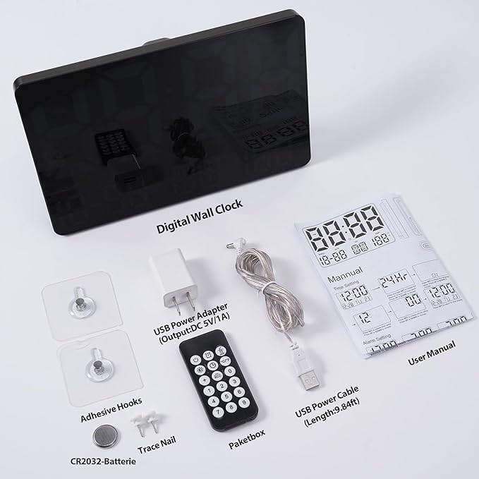 SZELAM Digital Clock Large Display,11.5"Digital Wall Alarm Clock with Remote Control,LED Oversized Electric Clock with Calendar,12/24H,Adjustable Brightness Large Clock for Home Office Kitchen Bedroom