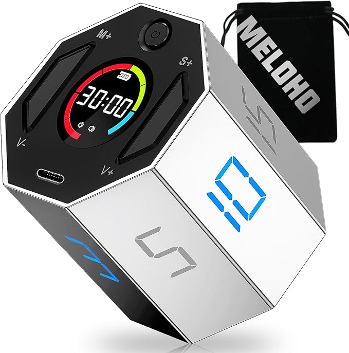 Pomodoro Timer, Magnetic Visual Timer with Flip Countdown, Silent & Alarm, Ideal ADHD Tools for Adults/Kids, Small Cube Digital Timer for for Office Productivity, Kitchen Cooking, Work, Study