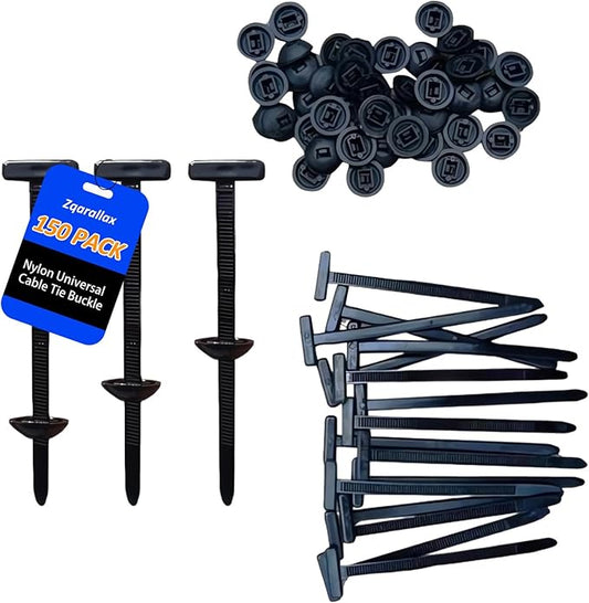 150 PCS Nylon Universal Cable Tie Buckle | Self-Locking Zipper Clips for Auto/Car Repair & Garage Organization | UV-Resistant Zip Tie Clips for Home & Industrial Use