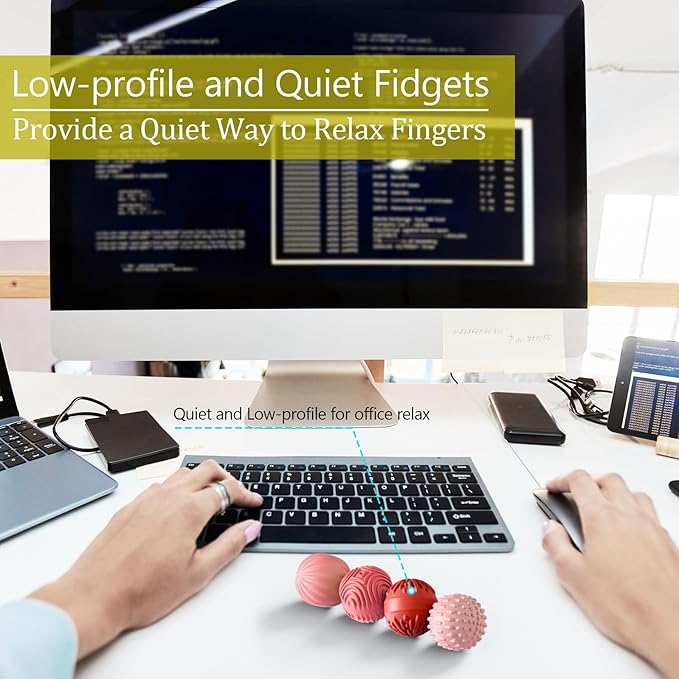 Silicone Magnetic Balls Fidget Toys for Adults & Teens,4PCS Stress Relief Sensory Toys for Autism ADHD Anxiety,Fun Textures Gadgets,Office Desk Toy,Stocking Stuffers for Men Women Teen Gifts