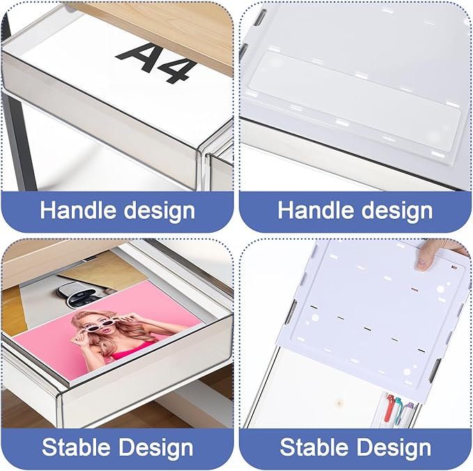 Under Desk Table Drawer Storage Organizer,2 Pack Large & Medium Slide Out Desk Drawers - Hidden Desktop Organizer,Attachable Pencil Storage Tray Under Table