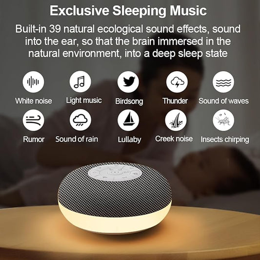 White Noise Machine,Portable Sleep Sound Machine,3 in 1 Bluetooth Sound Machine Night Light White Noise Machine with 39 Soothing Natural Sounds,Sleep Sound Timer for Adults