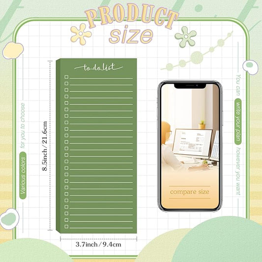 Censen 10 Pack 500 Sheets To Do List Notes Daily Checklist Notepads with 50 Sheets Each Undated Color Memo Pad Block Shopping List Pad Weekly Plan Notepad Organizer Planners(Gradient Green,Lined)