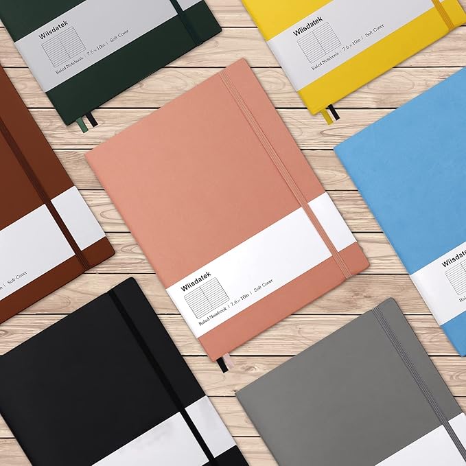 B5 College Ruled Notebooks - 2 Pack B5 Large Journal Notebooks with 376 Numbered Pages,100gsm Thick Lined Paper,Soft PU Leather Cover,7.6 X 10 inch(PINK)